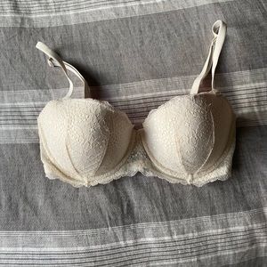 PINK White Lace Bra